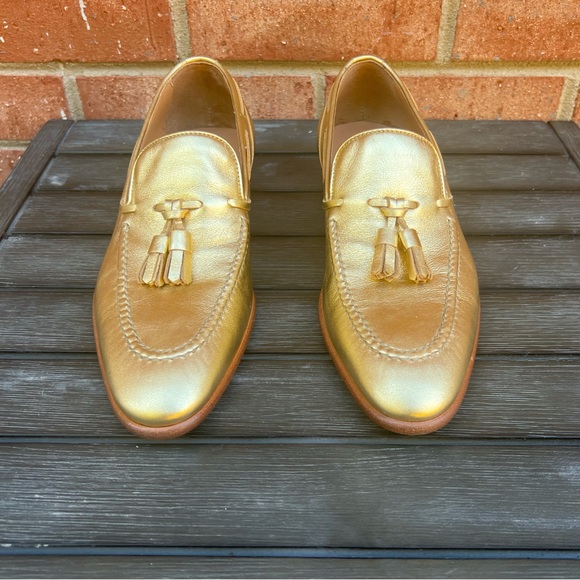 Ralph Lauren Collection Purple Label Telina Gold Metallic Loafers EU 37B US 7 - Picture 2 of 15